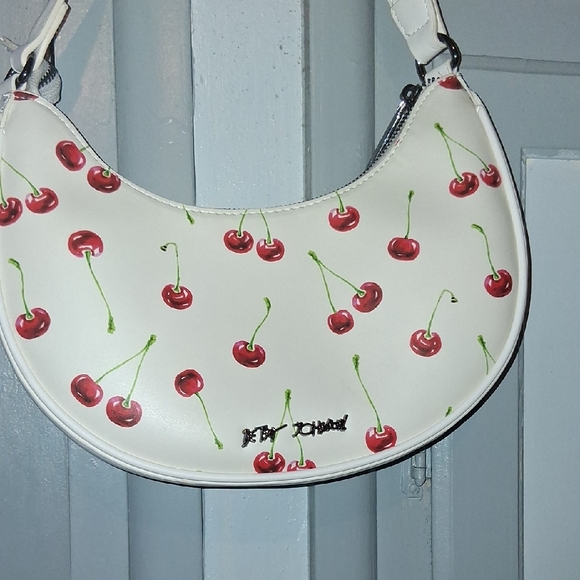 Betsey Johnson White Cherry-Print Crescent Mini Bag - Picture 2 of 8
